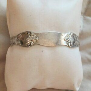 Wm. A. Rogers Oneida Spoon Bracelet 6.75" Vintage Silver Plated Blank ID Cuff
